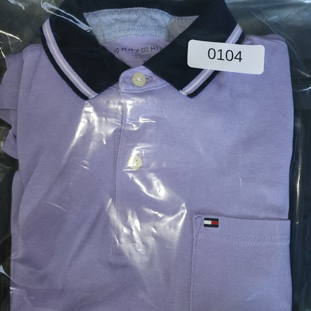Tommy Hilfiger Men's Small Short Sleeve Polo Shirt Lavender/Navy - Picture 6 of 6